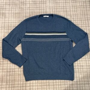 Marine Layer Men's Blue Sweater with Striped Design